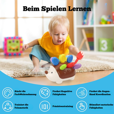 Holz Igel Spielzeug für Feinmotorik – Montessori Spielzeug ab 1 Jahr