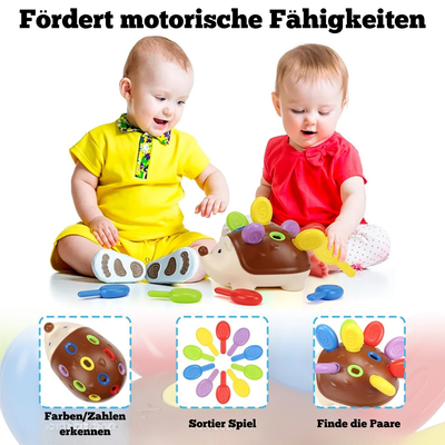 Holz Igel Spielzeug für Feinmotorik – Montessori Spielzeug ab 1 Jahr