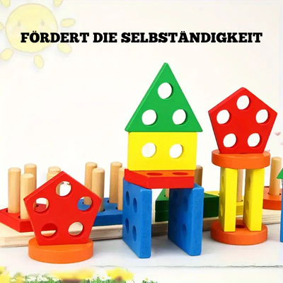 Holzblock Spielzeug geometrische Formen – Montessori Lernspielzeug
