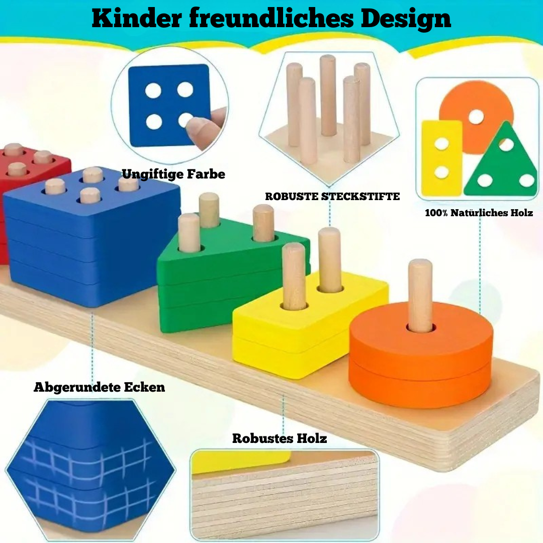 Holzblock Spielzeug geometrische Formen – Montessori Lernspielzeug