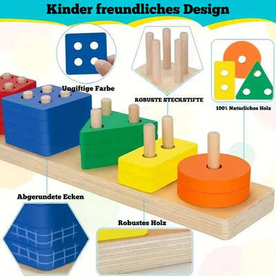 Holzblock Spielzeug geometrische Formen – Montessori Lernspielzeug