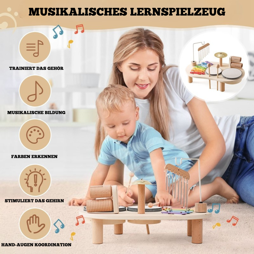 Holz Musik-Aktivitätstisch – Montessori Lernspielzeug für Kinder ab 3 Jahren