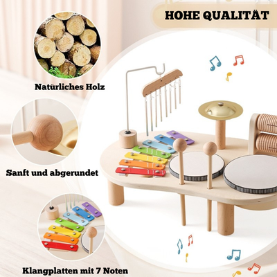 Holz Musik-Aktivitätstisch – Montessori Lernspielzeug für Kinder ab 3 Jahren