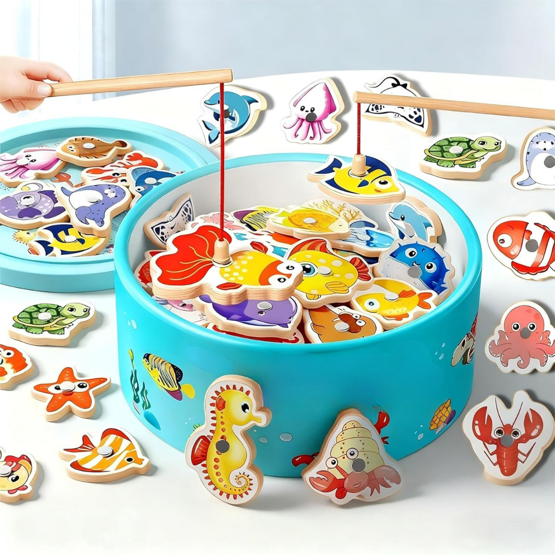 Holz Angeln Spielzeug – Montessori Lernspielzeug für Kinder ab 3 Jahren