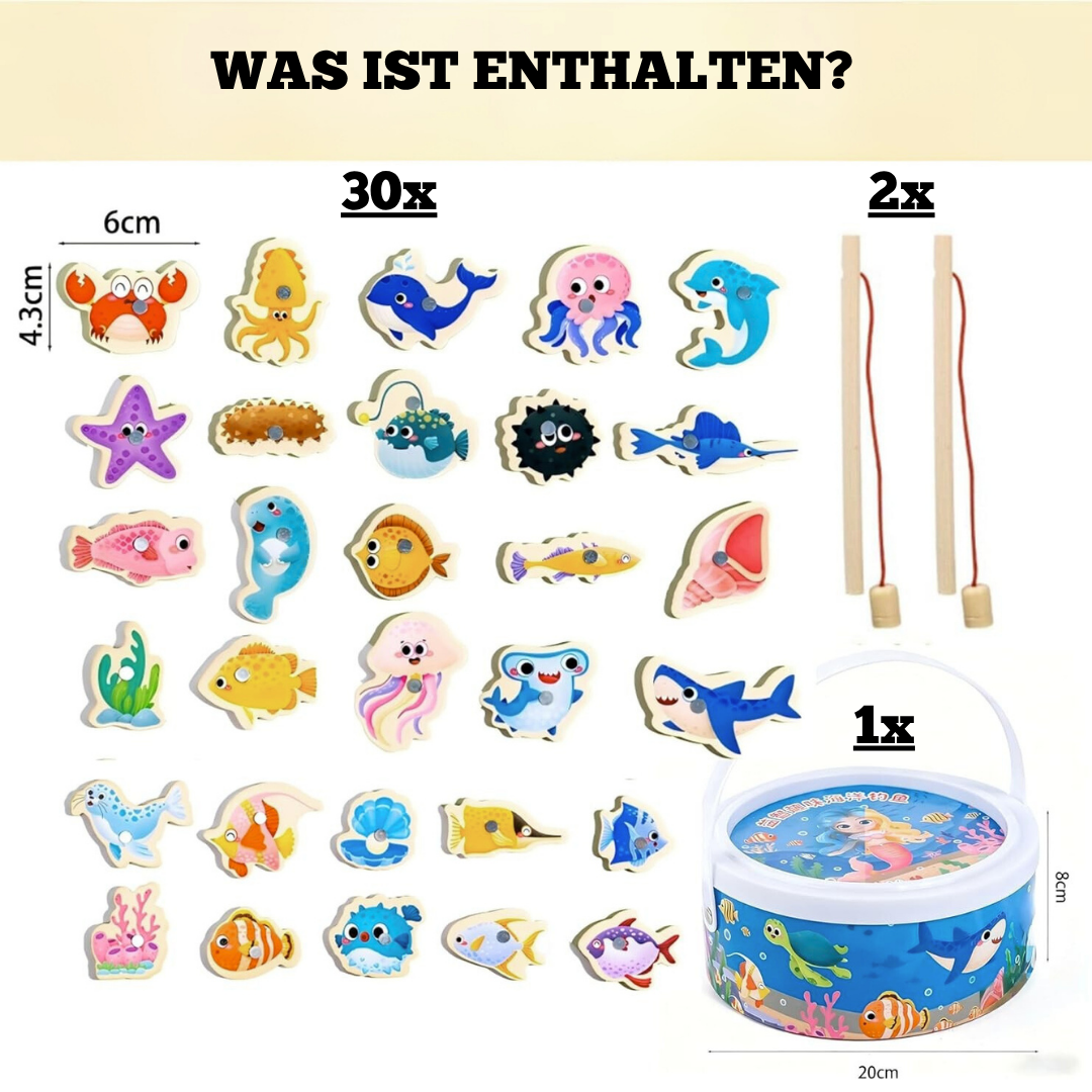 Holz Angeln Spielzeug – Montessori Lernspielzeug für Kinder ab 3 Jahren