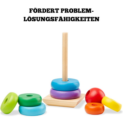 Holz Regenbogenturm – Montessori Motorikspielzeug für Kinder ab 1 Jahr