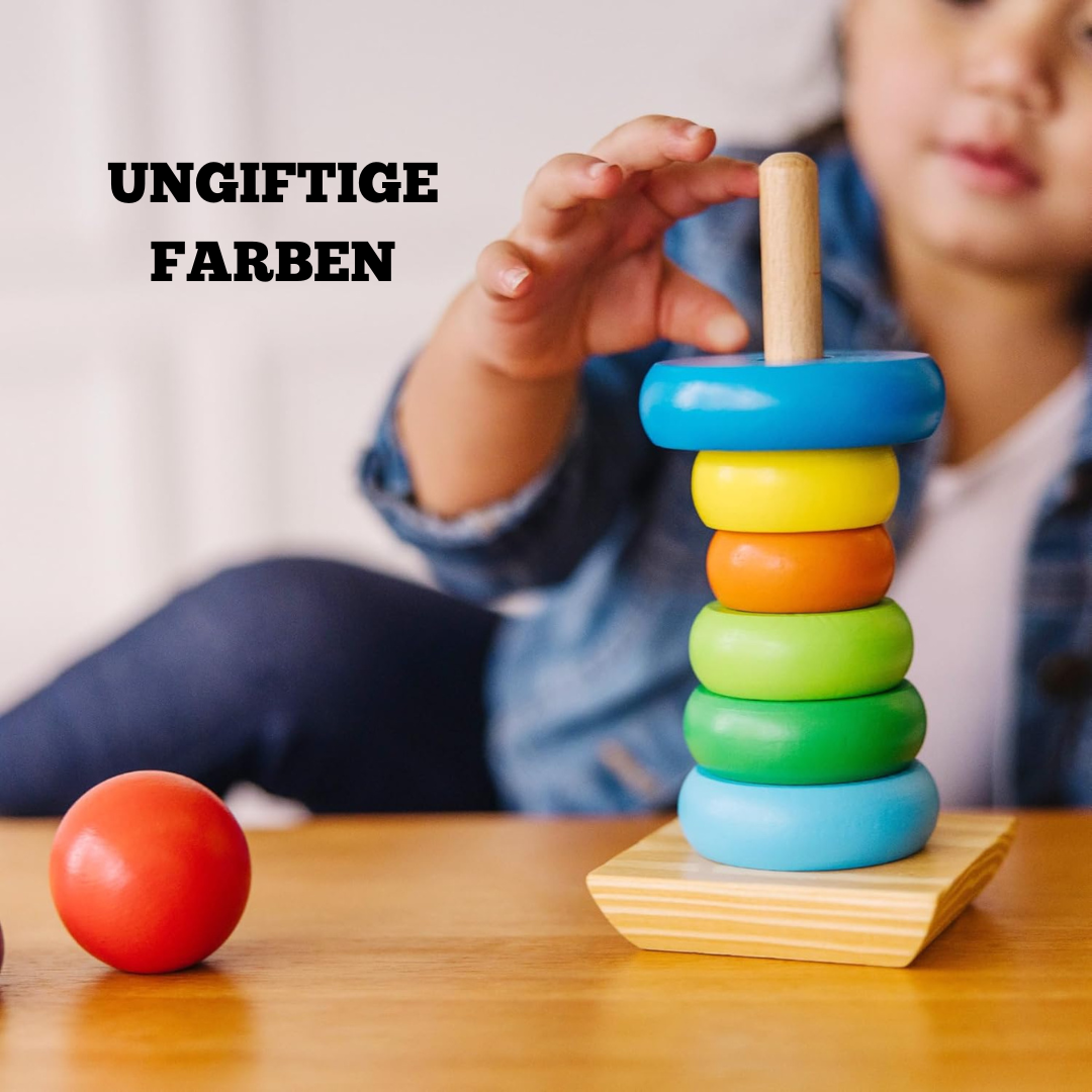 Holz Regenbogenturm – Montessori Motorikspielzeug für Kinder ab 1 Jahr