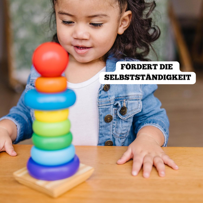 Holz Regenbogenturm – Montessori Motorikspielzeug für Kinder ab 1 Jahr