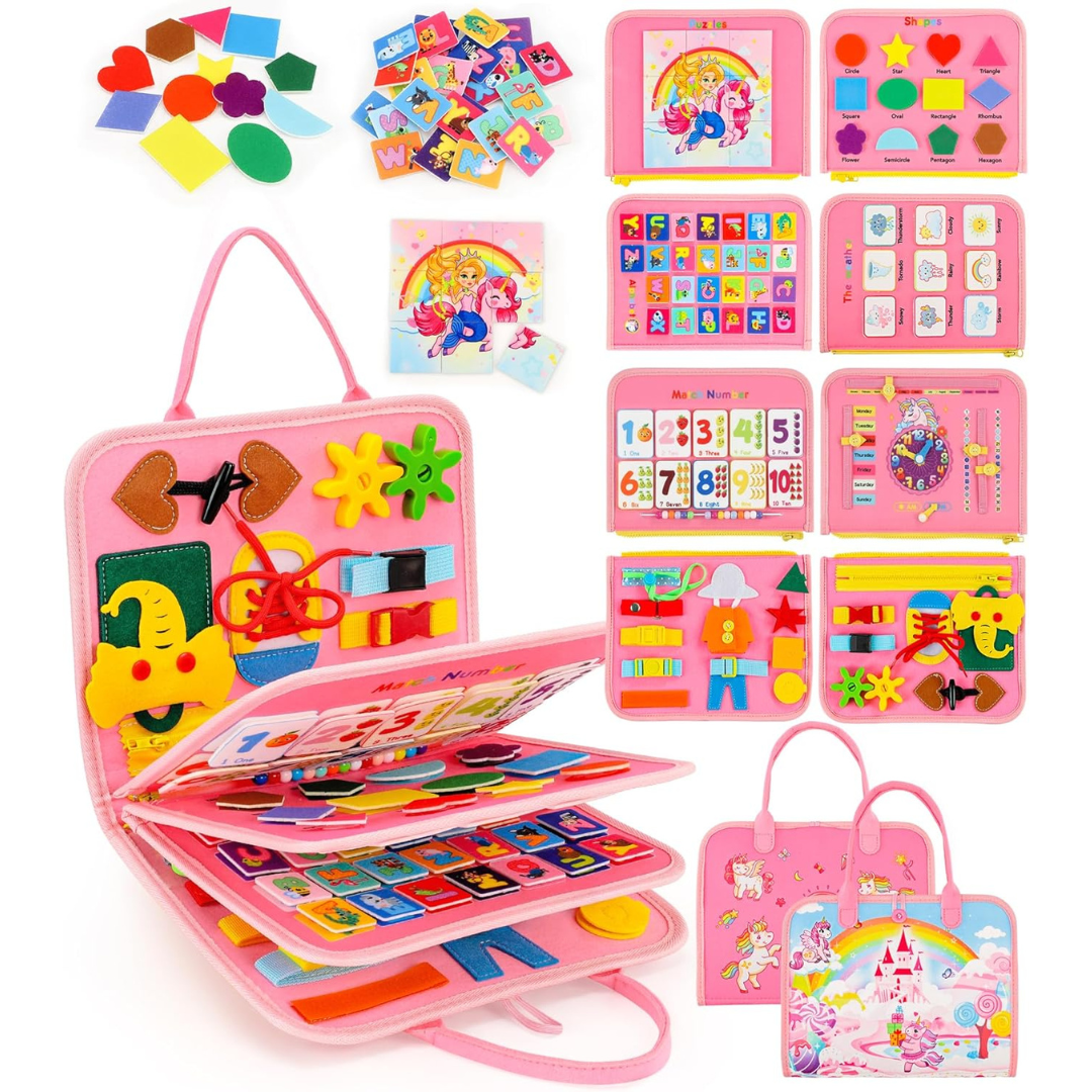 Aktivitätenboard 7-in-1 für Motorik – Montessori Lernspielzeug für 1-4 Jahre