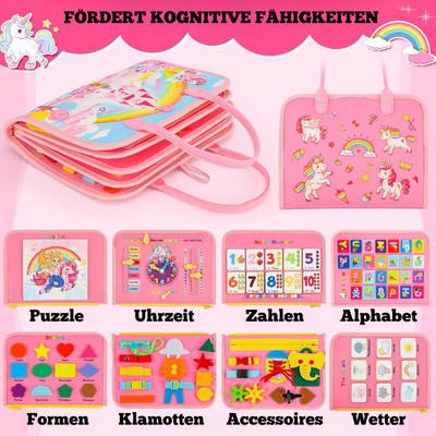 Aktivitätenboard 7-in-1 für Motorik – Montessori Lernspielzeug für 1-4 Jahre