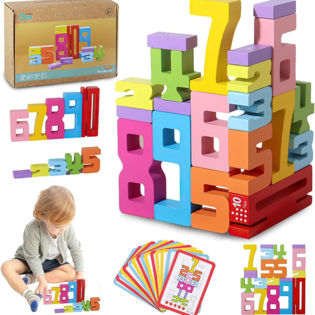 Holz Lernspielzeug Puzzles und Stapelspiel – Montessori Spielzeug für 3-Jährige