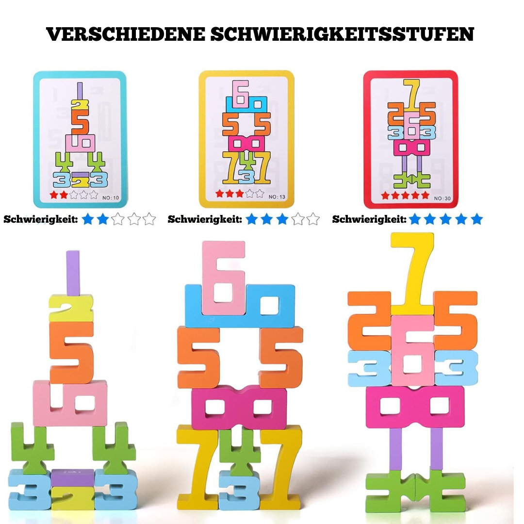 Holz Lernspielzeug Puzzles und Stapelspiel – Montessori Spielzeug für 3-Jährige
