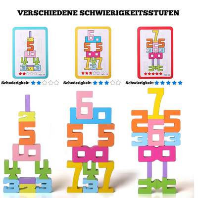 Holz Lernspielzeug Puzzles und Stapelspiel – Montessori Spielzeug für 3-Jährige