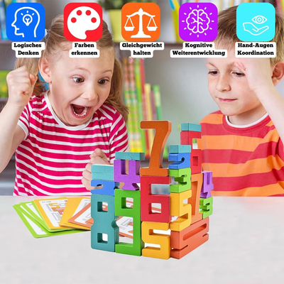 Holz Lernspielzeug Puzzles und Stapelspiel – Montessori Spielzeug für 3-Jährige