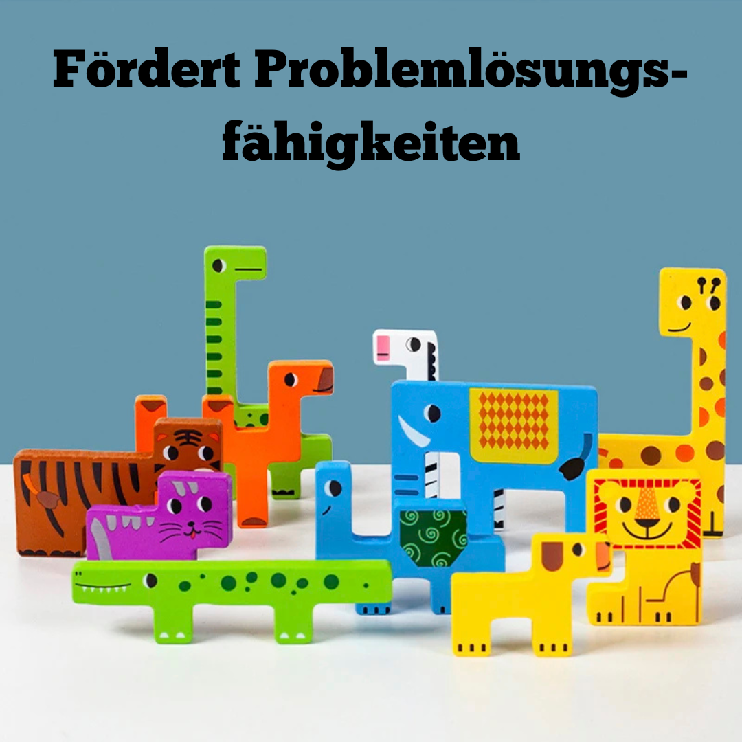 Holz Tierfiguren Puzzle – Montessori Lernspielzeug für Kinder ab 3 Jahren
