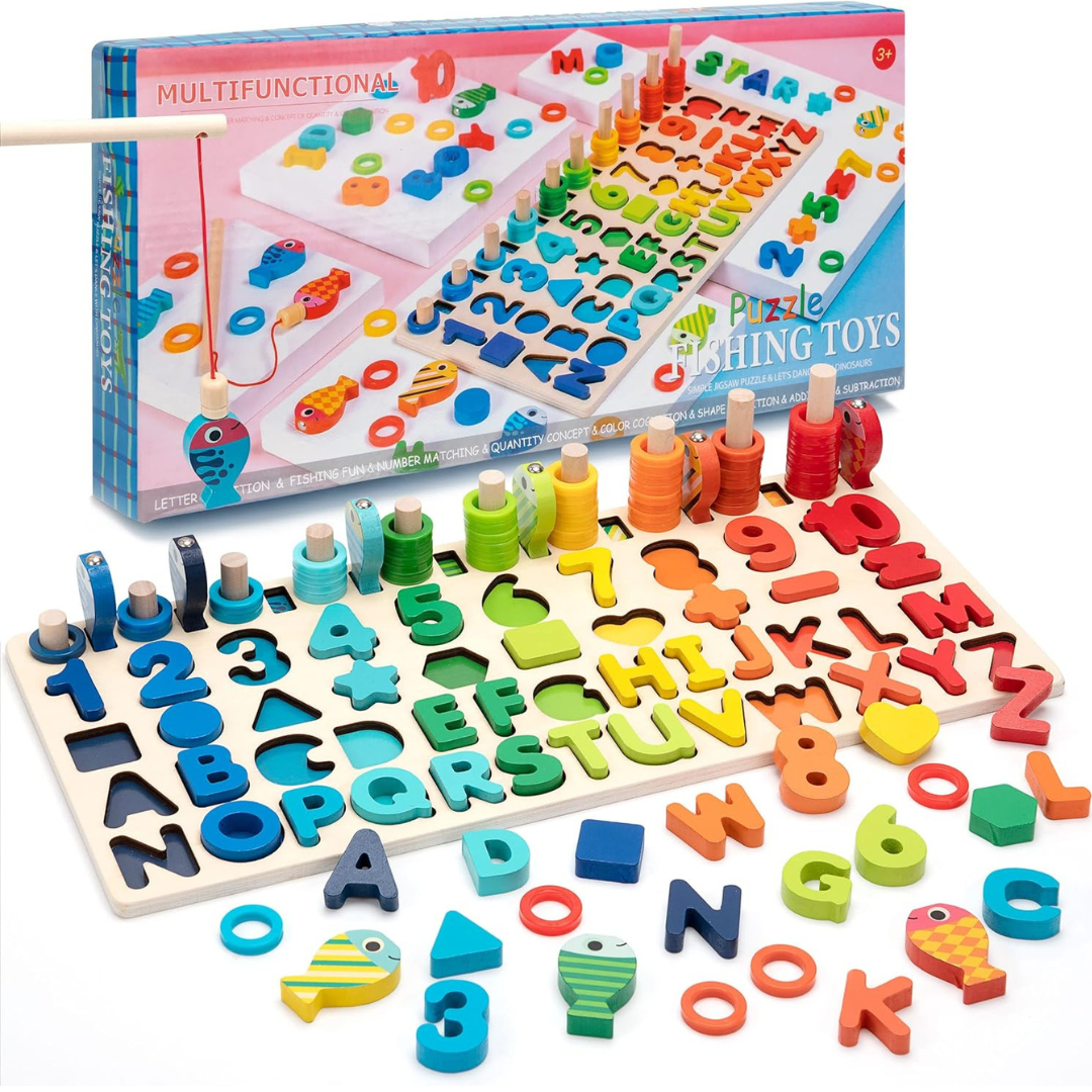 Holz Lernspielzeug Mathe und Farben – Montessori Spielzeug für 3-Jährige