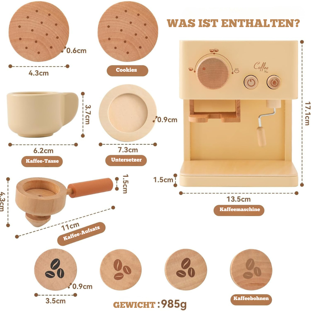 Holz-Kaffeemaschine für Rollenspiele – Montessori Spielzeug