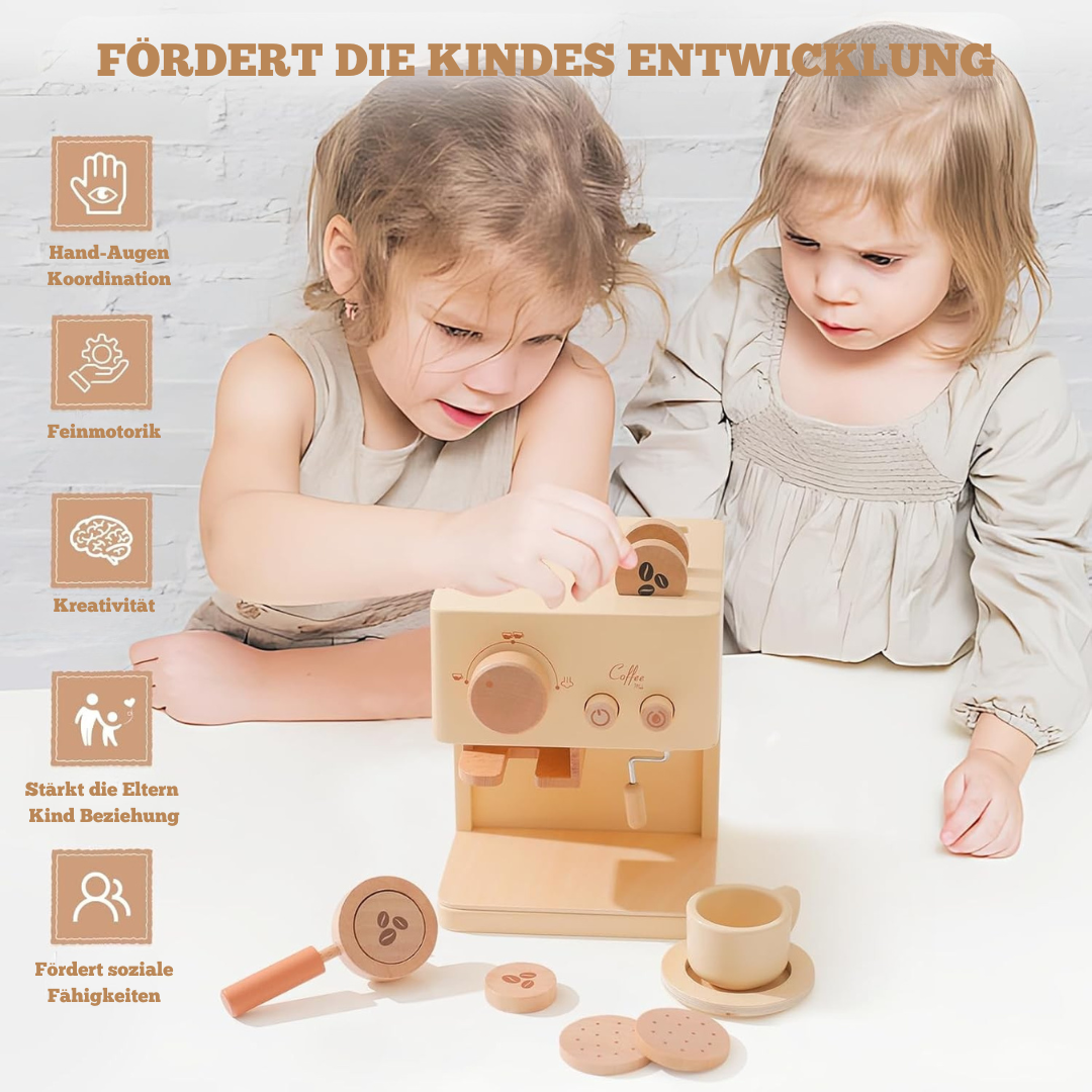 Holz-Kaffeemaschine für Rollenspiele – Montessori Spielzeug
