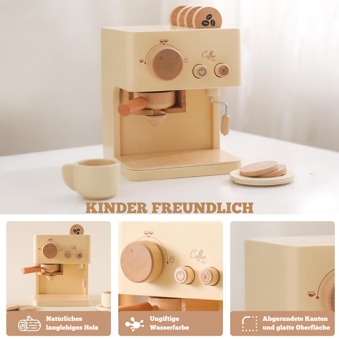 Holz-Kaffeemaschine für Rollenspiele – Montessori Spielzeug