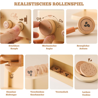 Holz-Kaffeemaschine für Rollenspiele – Montessori Spielzeug