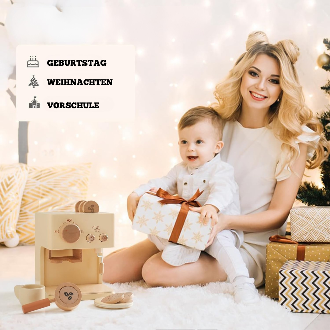 Holz-Kaffeemaschine für Rollenspiele – Montessori Spielzeug