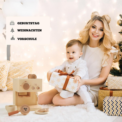 Holz-Kaffeemaschine für Rollenspiele – Montessori Spielzeug