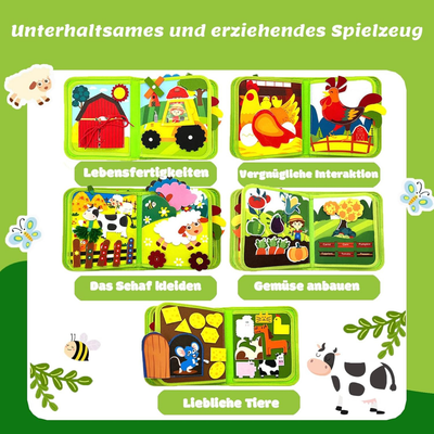 Interaktives Kinderbuch Farmtiere – Montessori Lernbuch für Kinder ab 1 Jahr