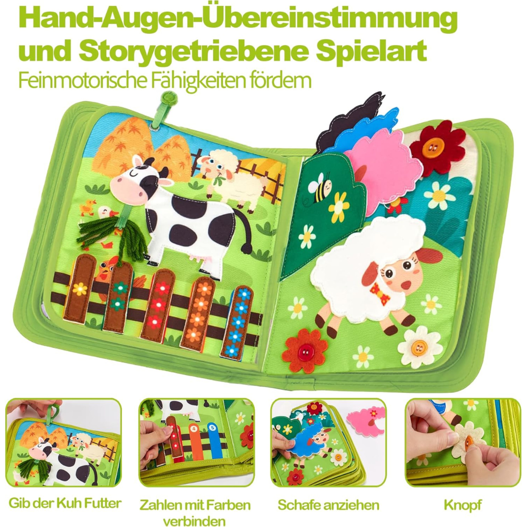 Interaktives Kinderbuch Farmtiere – Montessori Lernbuch für Kinder ab 1 Jahr