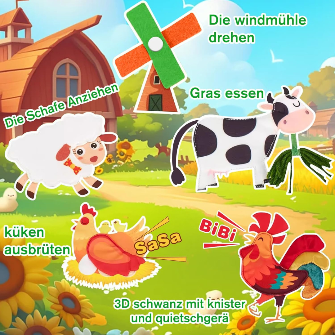 Interaktives Kinderbuch Farmtiere – Montessori Lernbuch für Kinder ab 1 Jahr