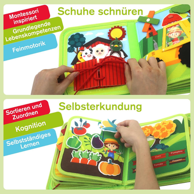 Interaktives Kinderbuch Farmtiere – Montessori Lernbuch für Kinder ab 1 Jahr