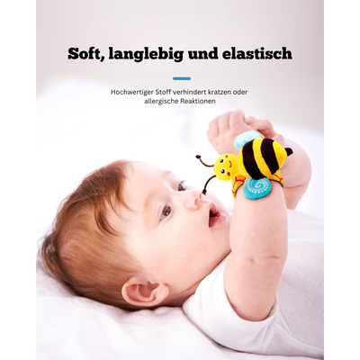Bunte Plüschsocken mit Rasseln – Montessori Spielzeug für Babys