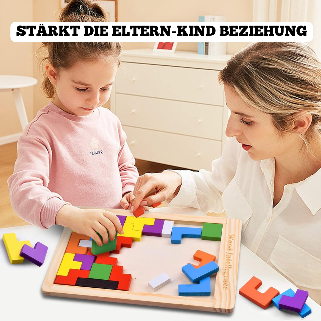 Holzpuzzle Bunte Formen – Montessori Lernspielzeug für Motorik und Kreativität