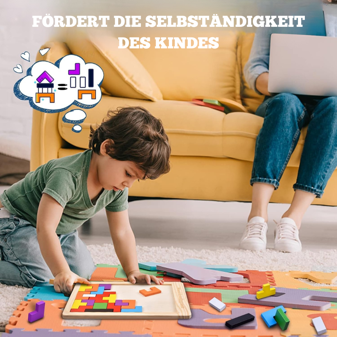 Holzpuzzle Bunte Formen – Montessori Lernspielzeug für Motorik und Kreativität