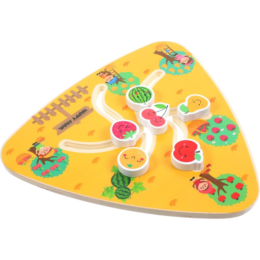 Doppelseitiges Labyrinthspiel aus Holz – Montessori Lernspielzeug für Kinder ab 3 Jahren