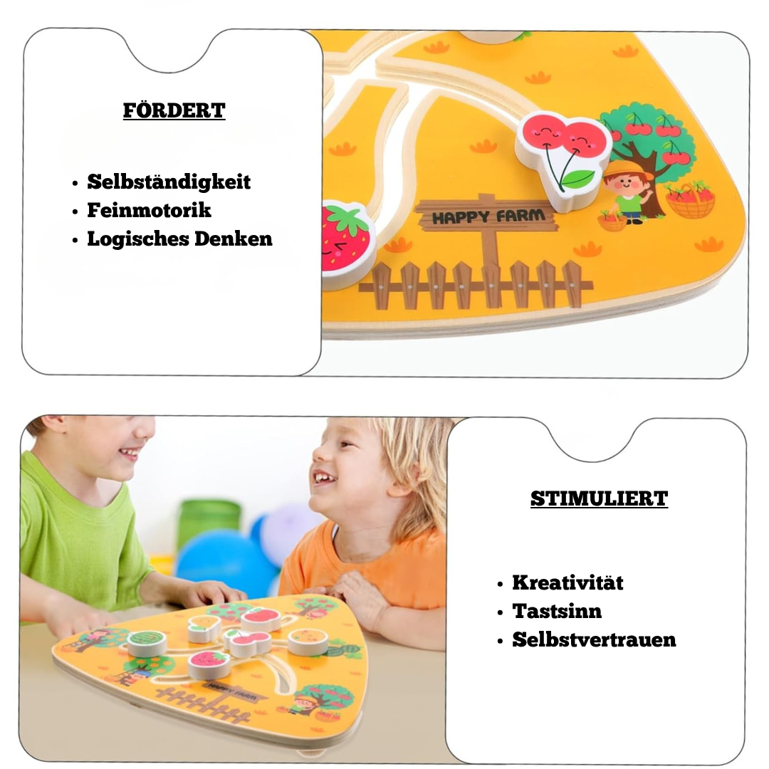 Doppelseitiges Labyrinthspiel aus Holz – Montessori Lernspielzeug für Kinder ab 3 Jahren