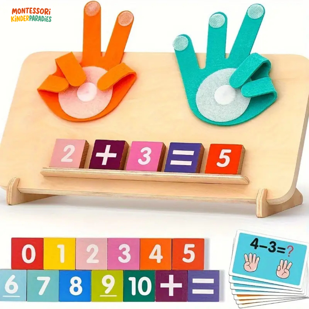 Holz Mathe-Fingerzählen – Montessori Lernspielzeug für Zahlenverständnis