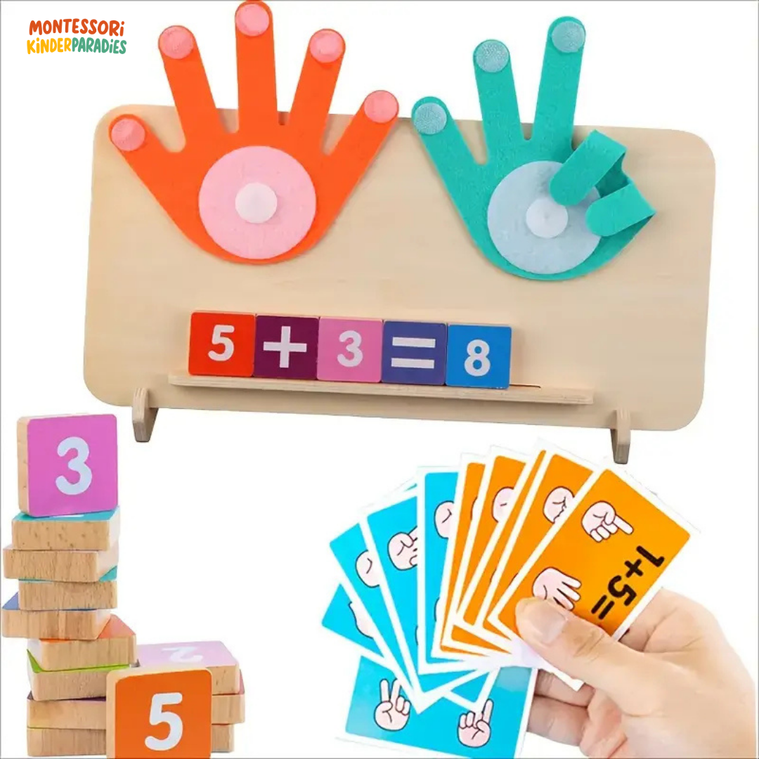 Holz Mathe-Fingerzählen – Montessori Lernspielzeug für Zahlenverständnis