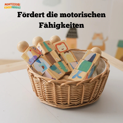 Holz Rassel mit Rotierenden Blöcken – Montessori Spielzeug für Babys