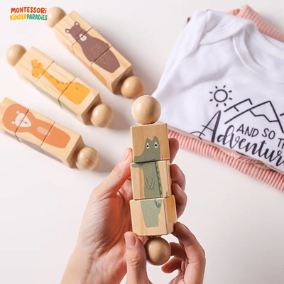 Holz Rassel mit Rotierenden Blöcken – Montessori Spielzeug für Babys