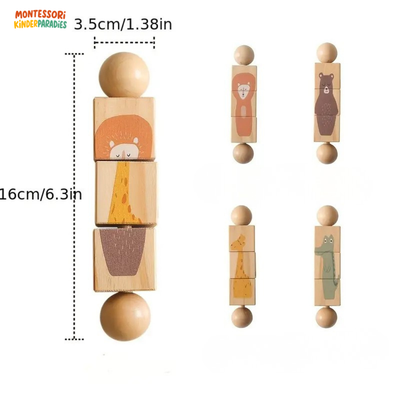 Holz Rassel mit Rotierenden Blöcken – Montessori Spielzeug für Babys