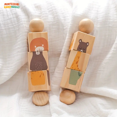 Holz Rassel mit Rotierenden Blöcken – Montessori Spielzeug für Babys