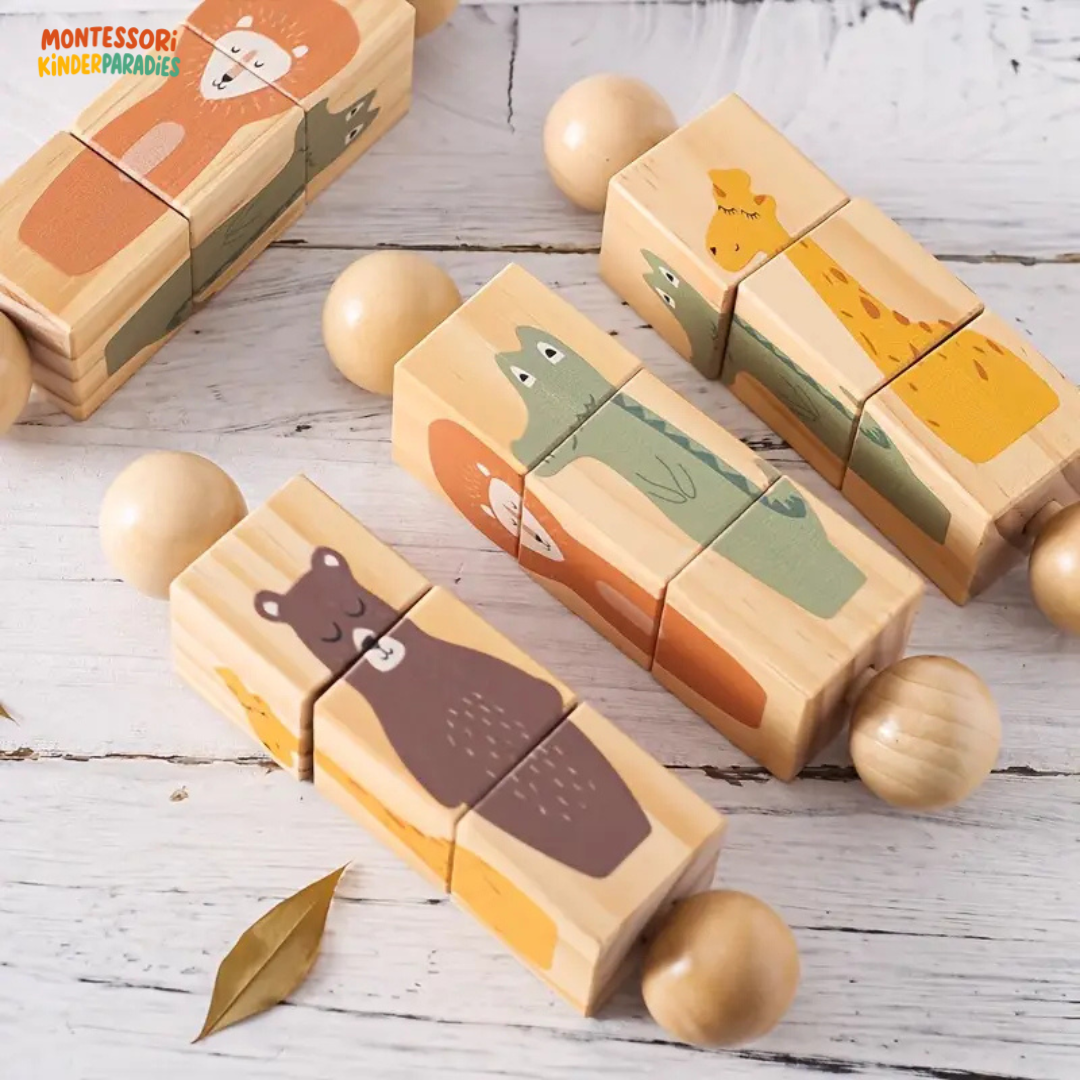 Holz Rassel mit Rotierenden Blöcken – Montessori Spielzeug für Babys