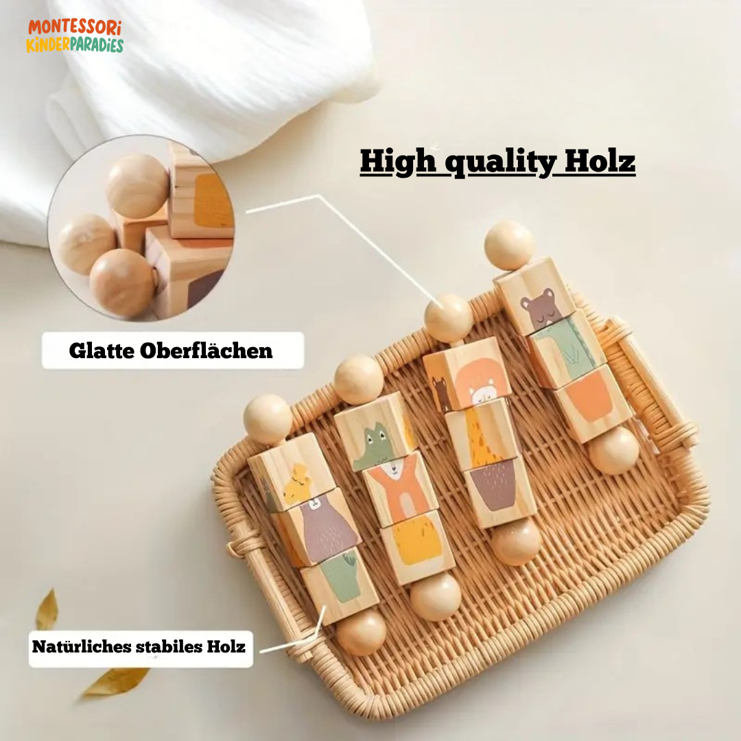 Holz Rassel mit Rotierenden Blöcken – Montessori Spielzeug für Babys