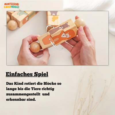 Holz Rassel mit Rotierenden Blöcken – Montessori Spielzeug für Babys