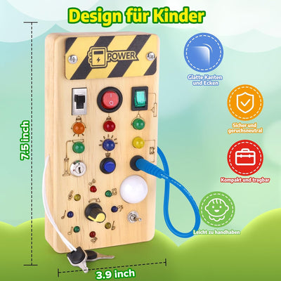 Holz Beschäftigt Board mit LED Licht – Montessori Lernspielzeug
