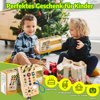 Holz Beschäftigt Board mit LED Licht – Montessori Lernspielzeug