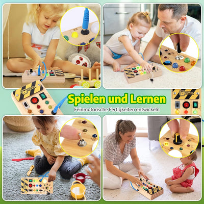 Holz Beschäftigt Board mit LED Licht – Montessori Lernspielzeug