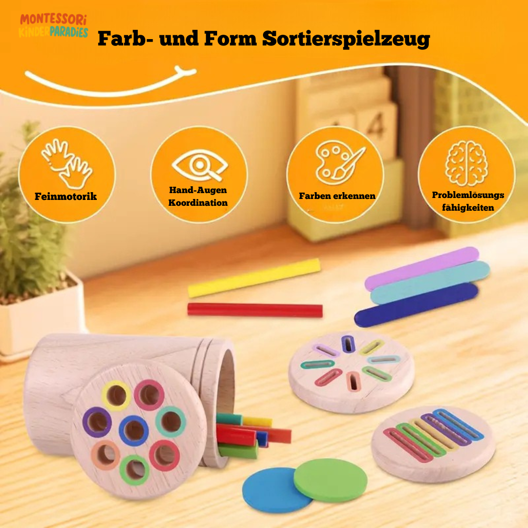Holzspielzeug Farbsortierung – Montessori Lernspielzeug für Kinder ab 3 Jahren