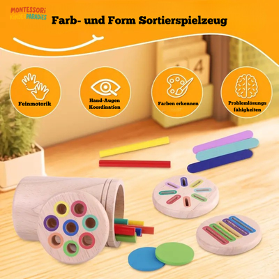 Holzspielzeug Farbsortierung – Montessori Lernspielzeug für Kinder ab 3 Jahren