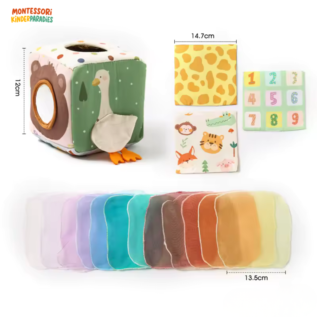 Bunte Baumwolle Tissue Box – Montessori Sensorikspielzeug